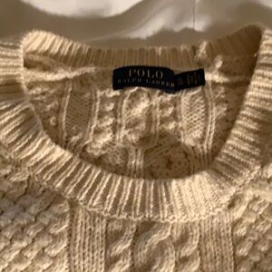 Classic cable knit crew neck sweater